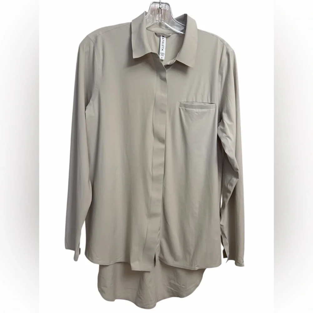 Athleta Urbanite Women's Beige Button Down Shirt - Picture 3 of 6